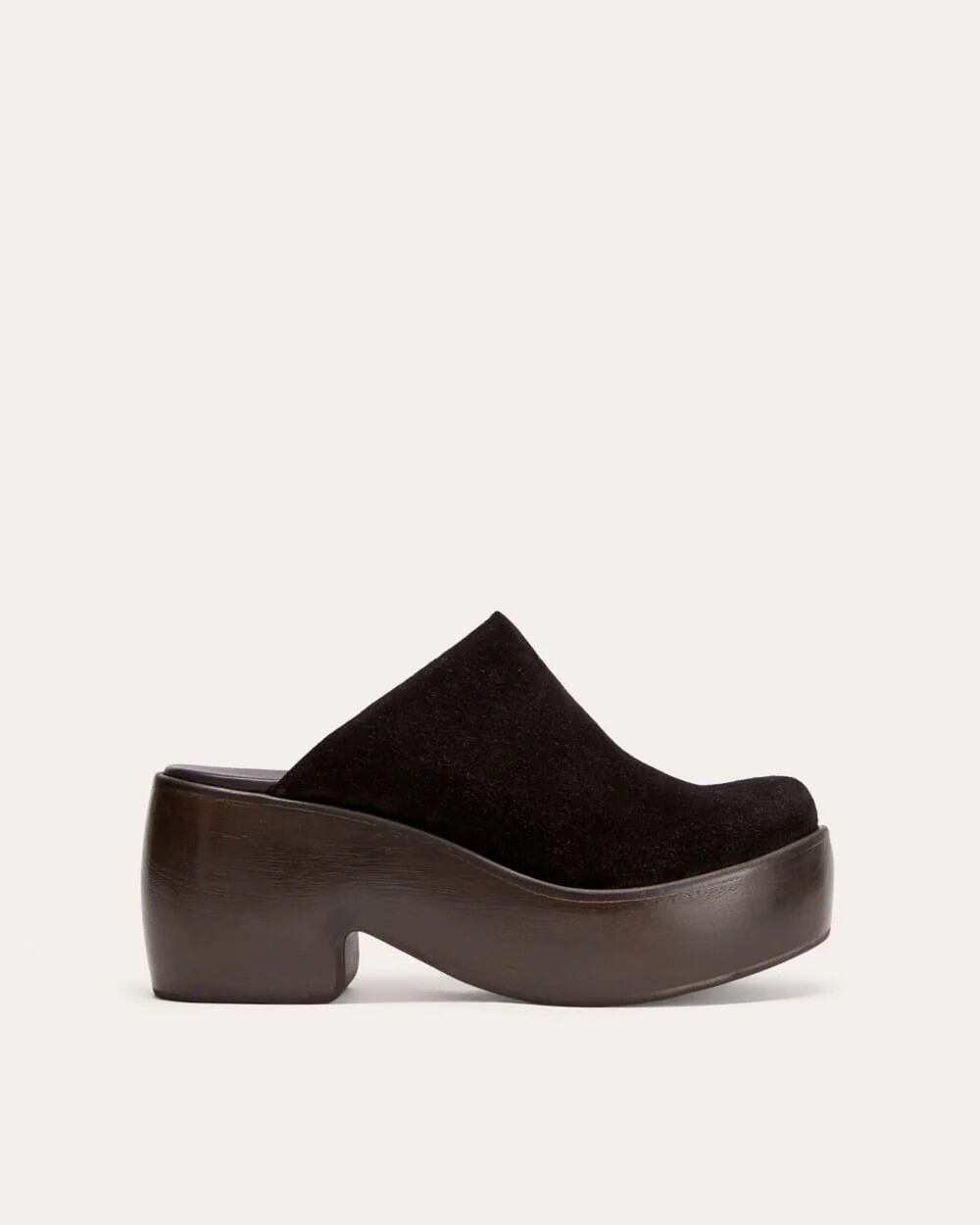 Everlane Puffa Black Heeled Wooden Clogs - Size 10